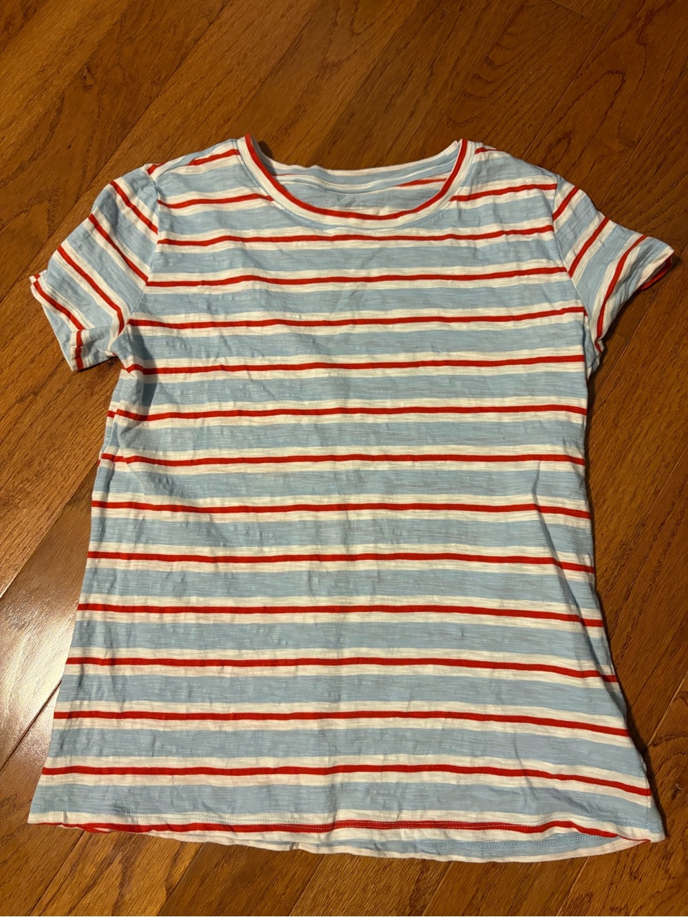 LC Lauren Conrad Light Blue & Red Striped Short-Sleeve Tee